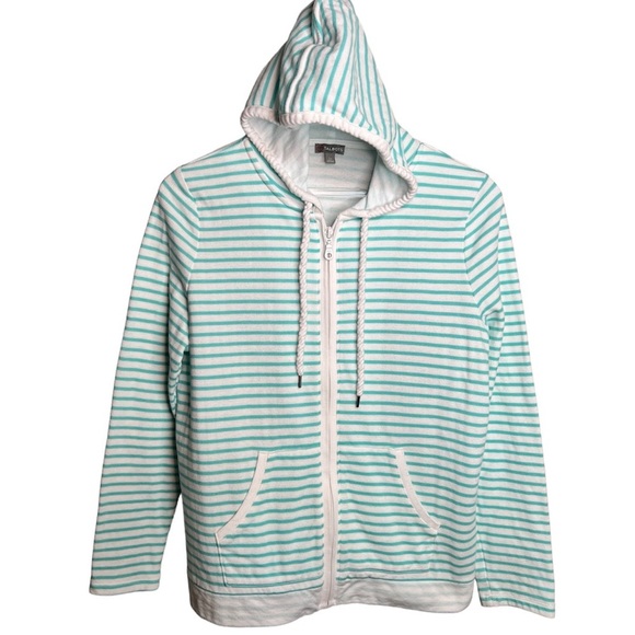 Talbots Long Sleeve Blue and White Striped Full Zip Jacket - Picture 1 of 9